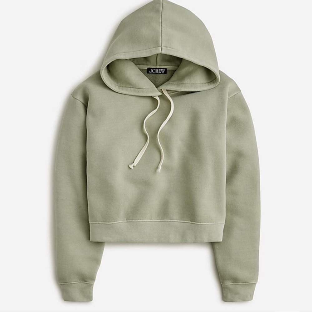 NWT JCREW Heritage Fleece Cropped Hoodie in Pale Surplus